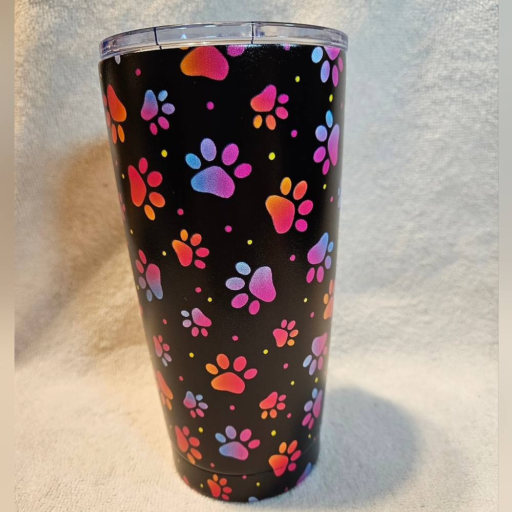 Colorful Paw Print 20oz Tumbler, Cup, Mug